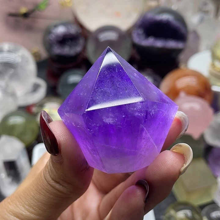 未镶嵌水晶珠宝半成品55乌拉圭紫水晶柱高4.2宽3.7