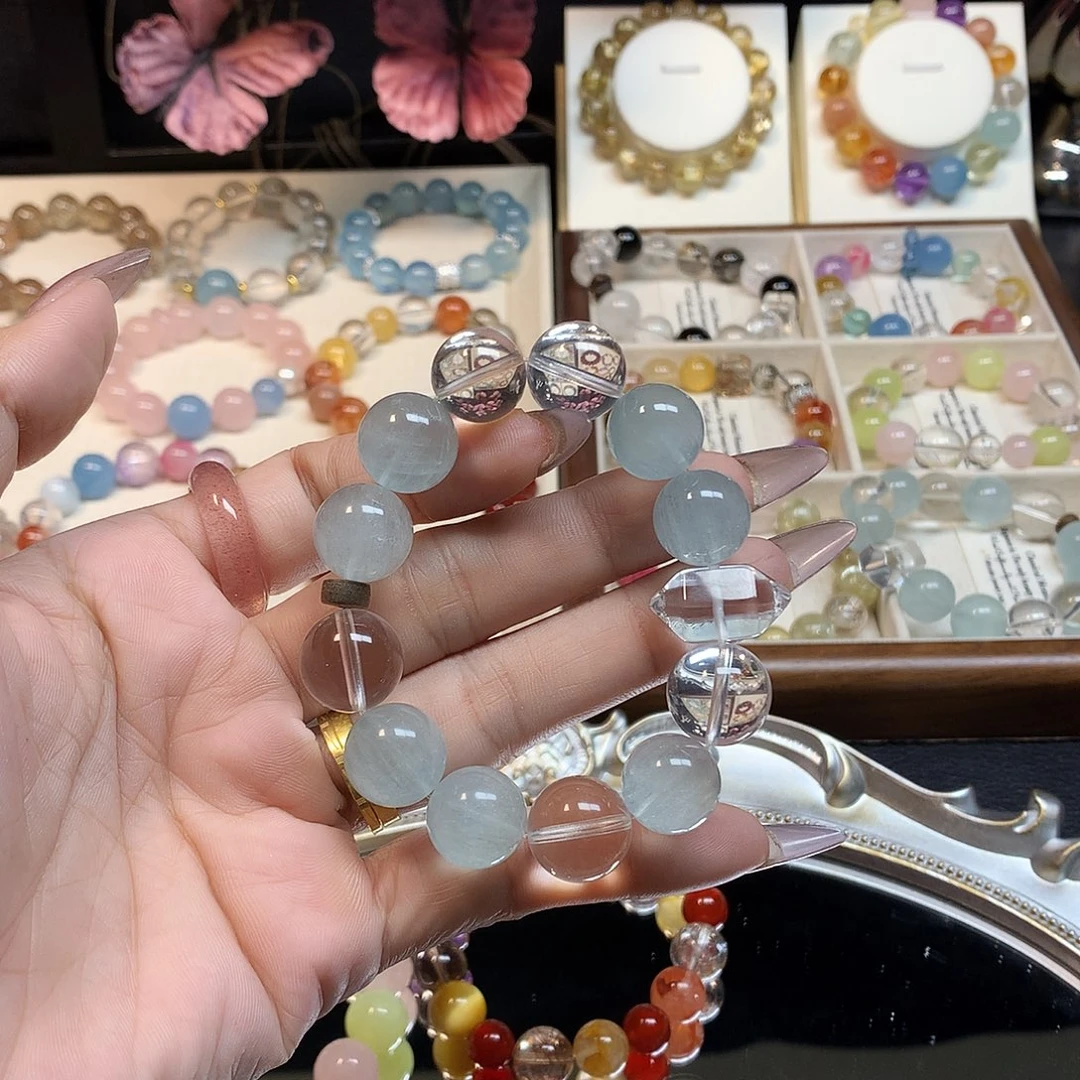 水晶白水晶绿萤石兔毛