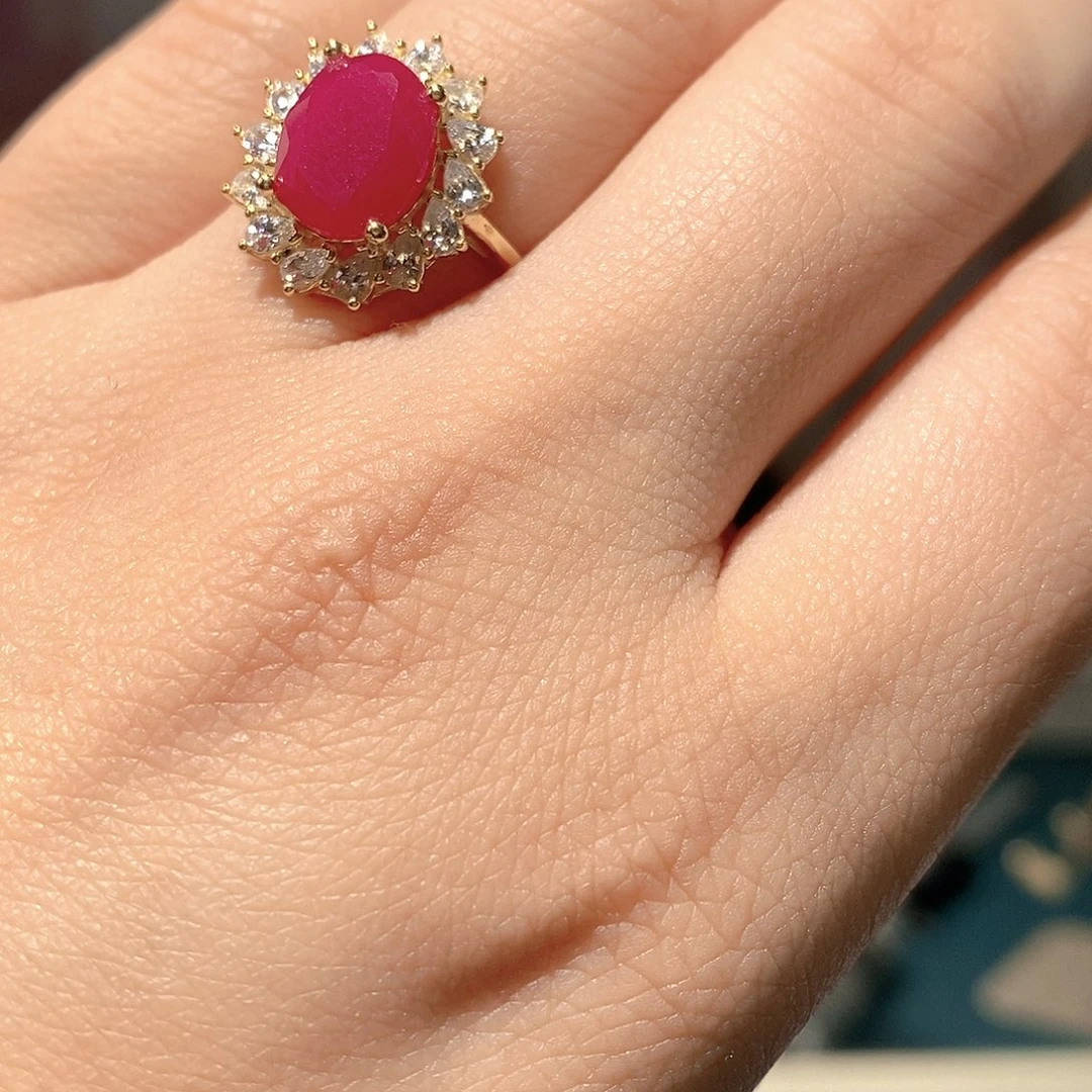 银S925镶嵌戒指红宝石