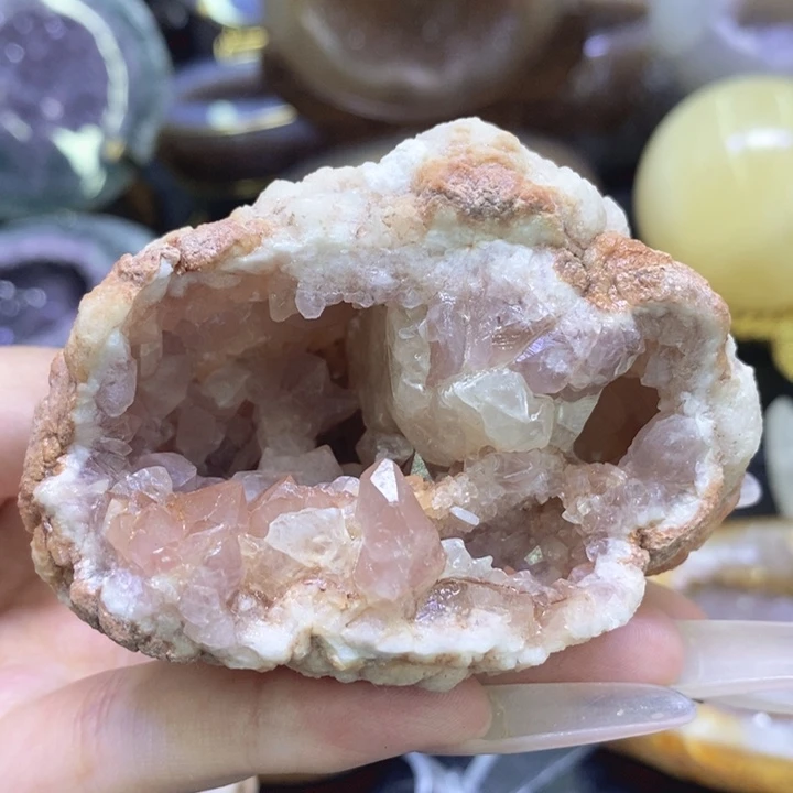 未镶嵌珠宝半成品紫晶小*粉晶洞
