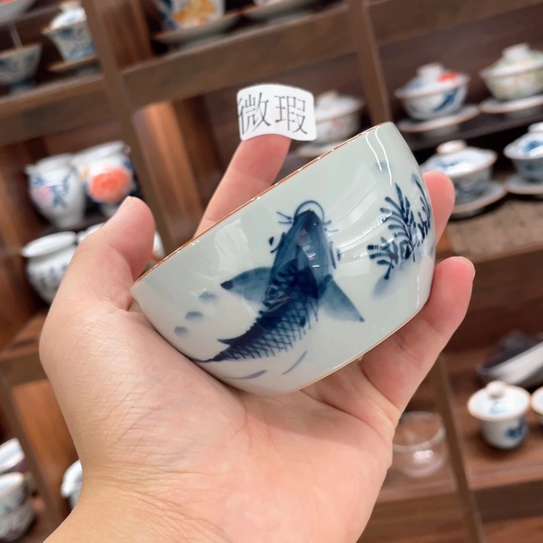 釉下手绘茶具微瑕