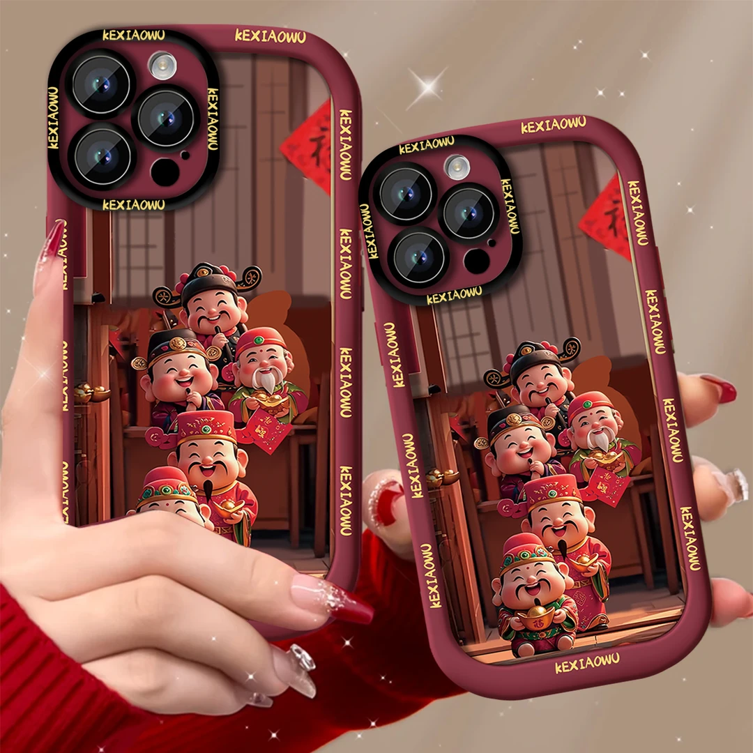 适用【苹果11PROMAX】新年财神祝福全包喜庆创意防摔泡芙手机壳