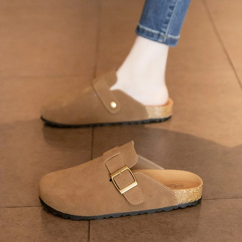 凉拖鞋女夏外穿2025新款厚底勃肯鞋钓鱼一脚蹬博肯孕妇包头半拖鞋