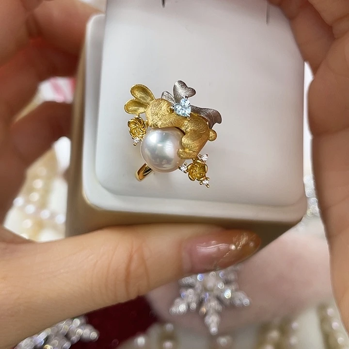 银S925镶嵌海水珍珠戒指