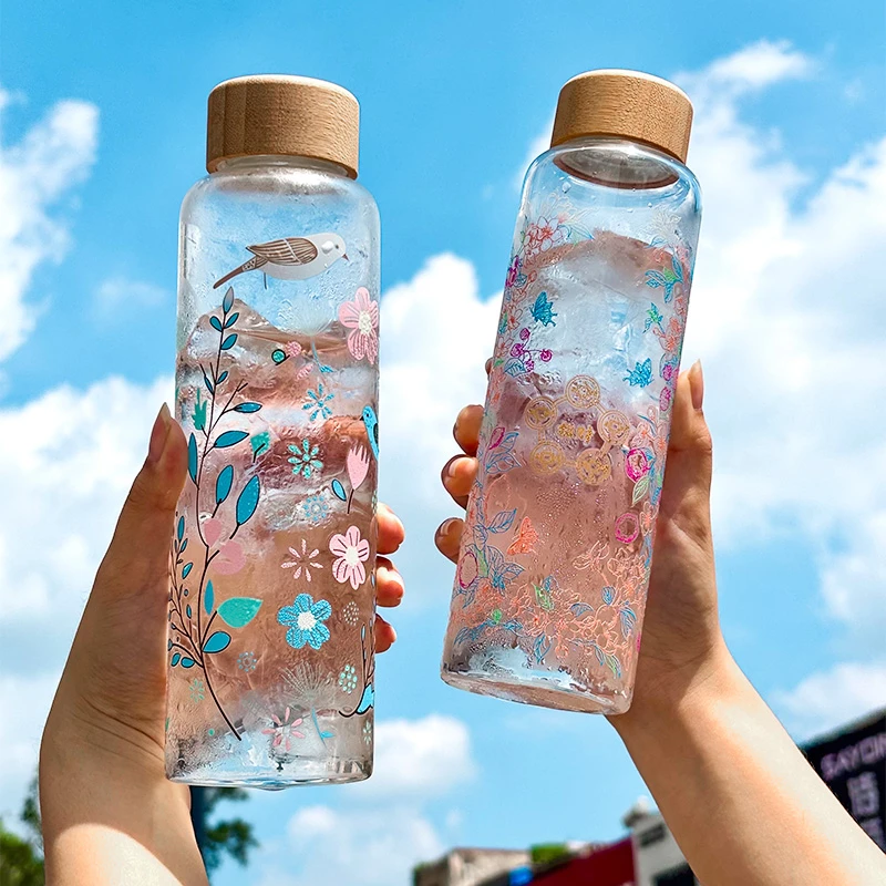 冷水变色玻璃杯简约网红冷泡杯大容量玻璃杯高硼硅玻璃耐高温水杯