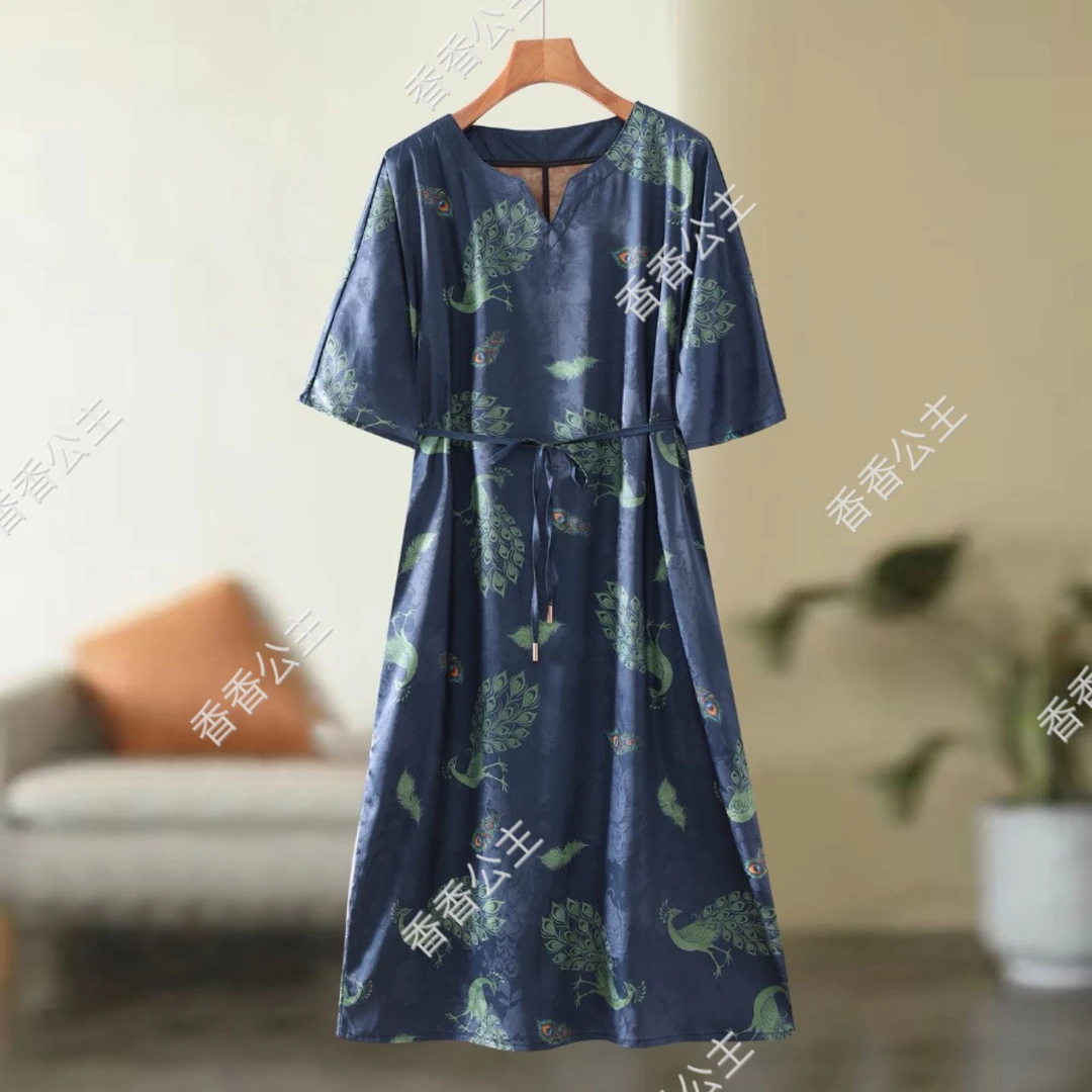 955（蓝凤凰）高端订制连衣裙 休闲女士夏季复古宽松