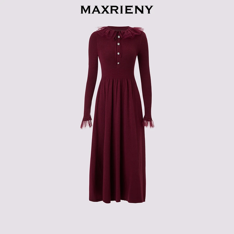 【芊芊专属】MAXRIENY气质针织连衣裙长袖长款秋冬修身显瘦女装时尚