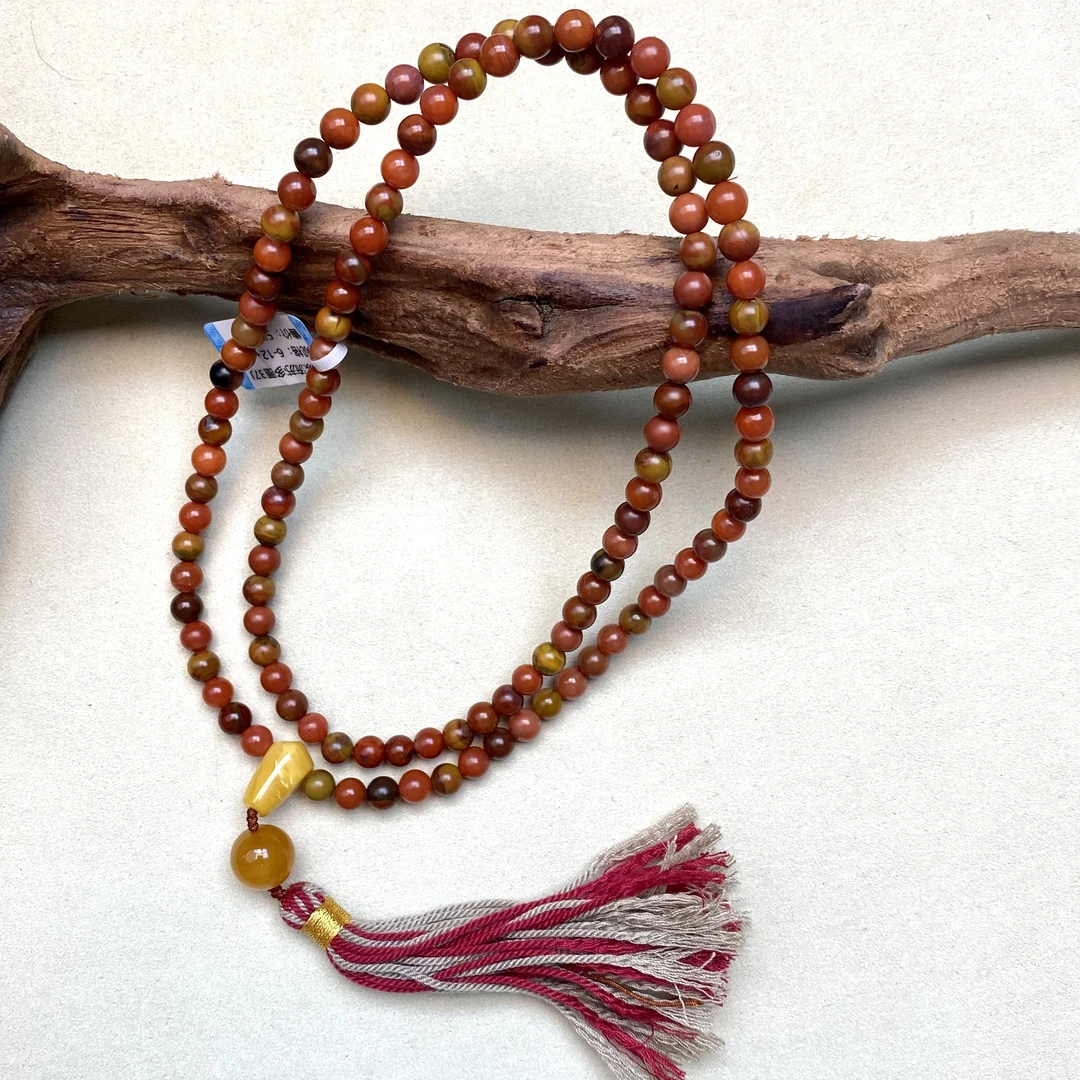 【七七八珠宝】ZX029303包浆南红多圈手串diy花蜡&流苏6-12mm+