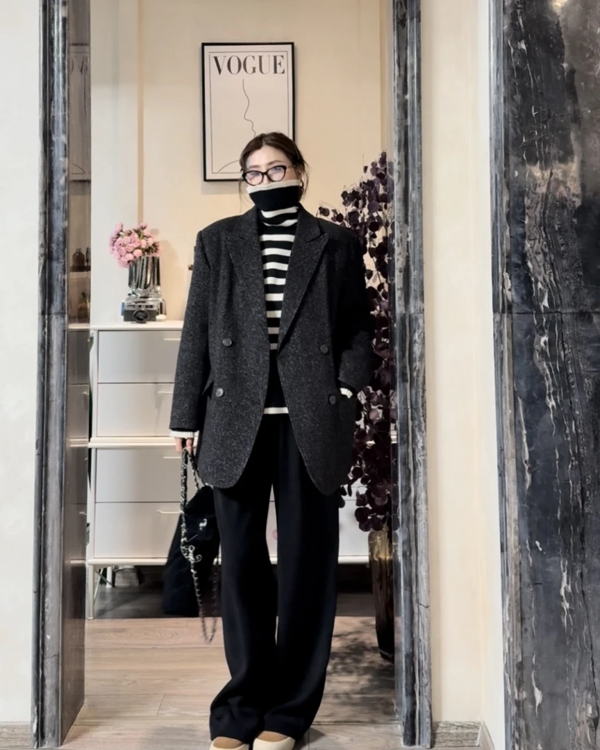 【蓓蓓姐专属】2024新款加棉短款西装毛呢外套女