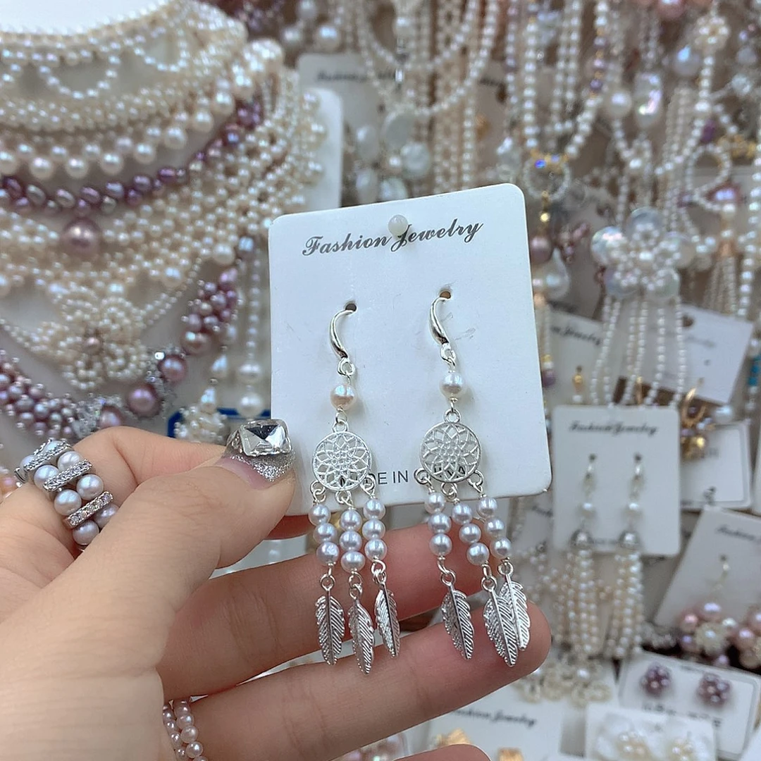 耳饰淡水珍珠银S925镶嵌