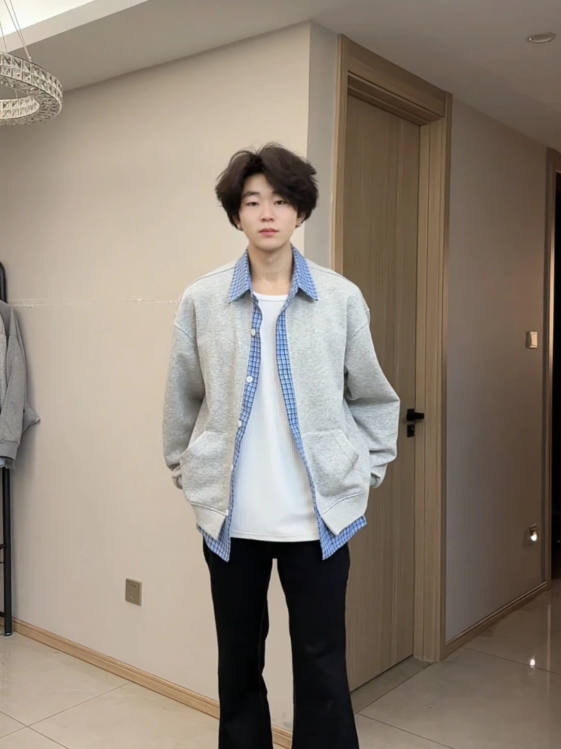 这一秒的心动cleanfit百搭潮流春秋设计感假两件拼接长袖卫衣