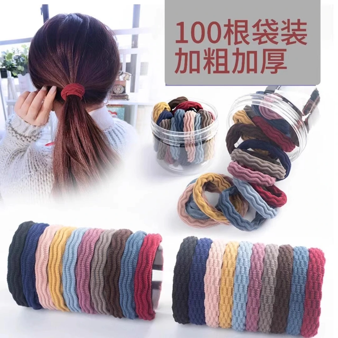 高弹力皮筋女扎头发圈粗扎马尾无接缝头绳女简约韩国耐用发绳皮套