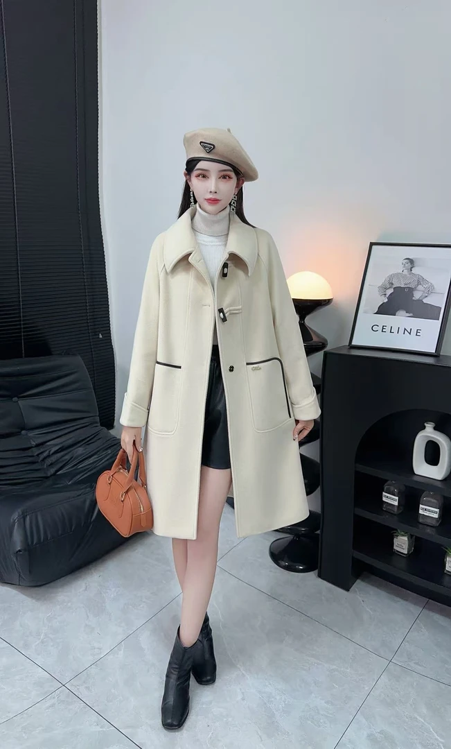 长款极简风秋冬女中长款羊毛大衣外套女装网红时尚气质百搭款0826