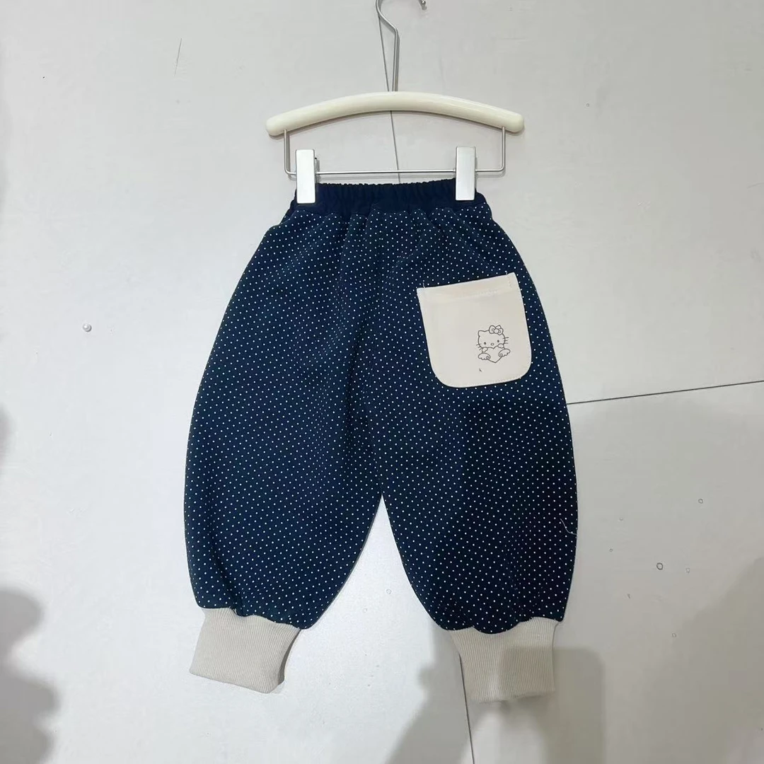 哎丫丫 秋冬加绒女童时尚韩系点点收脚卫裤