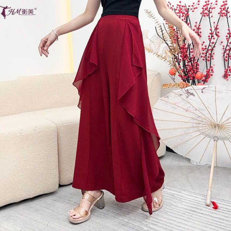 现代舞服练功服飘逸舞蹈服高腰阔腿裤中国古典舞演出舞蹈裤女新款