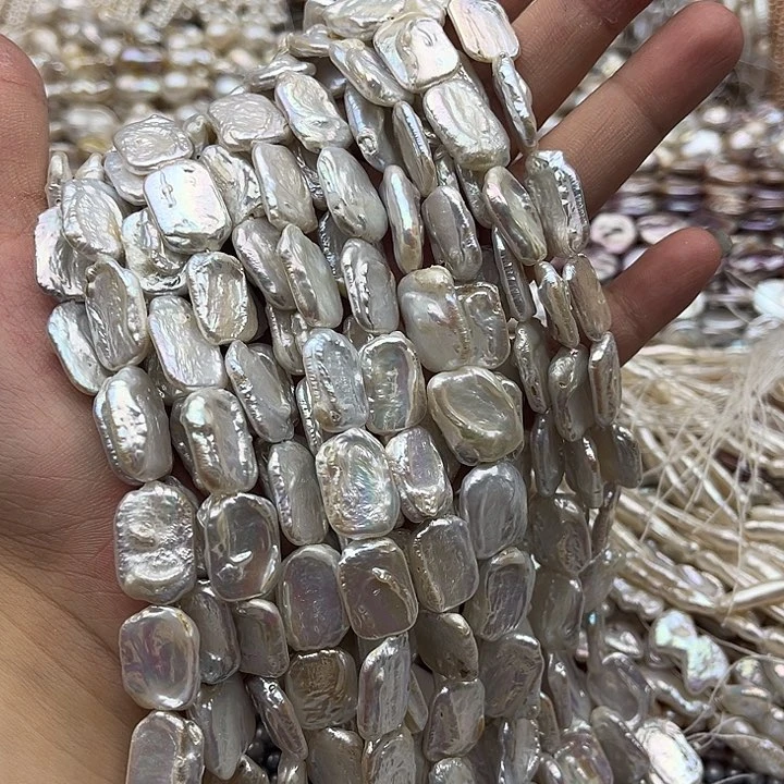 未镶嵌淡水珍珠珠宝半成品一条长方片巴洛克珍珠