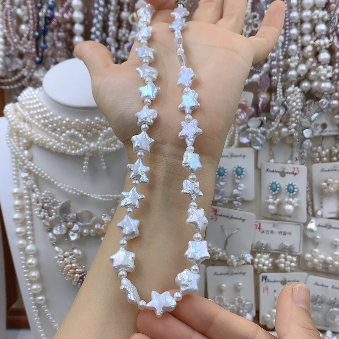 海***风淡水珍珠银S925镶嵌项链耳饰