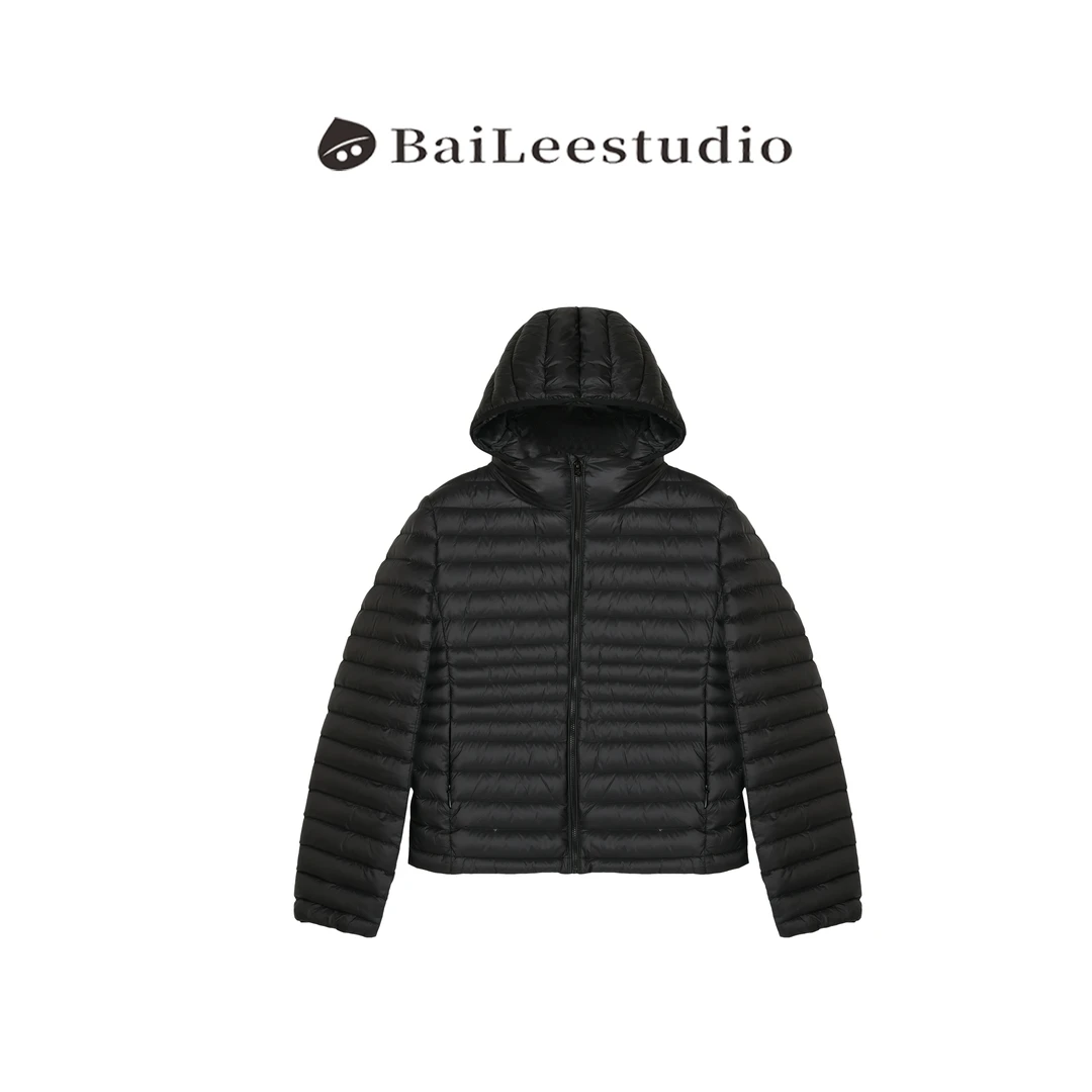 【柏栗良品】2025冬季新款~肯豆风轻薄保暖连帽排骨羽绒服女6269