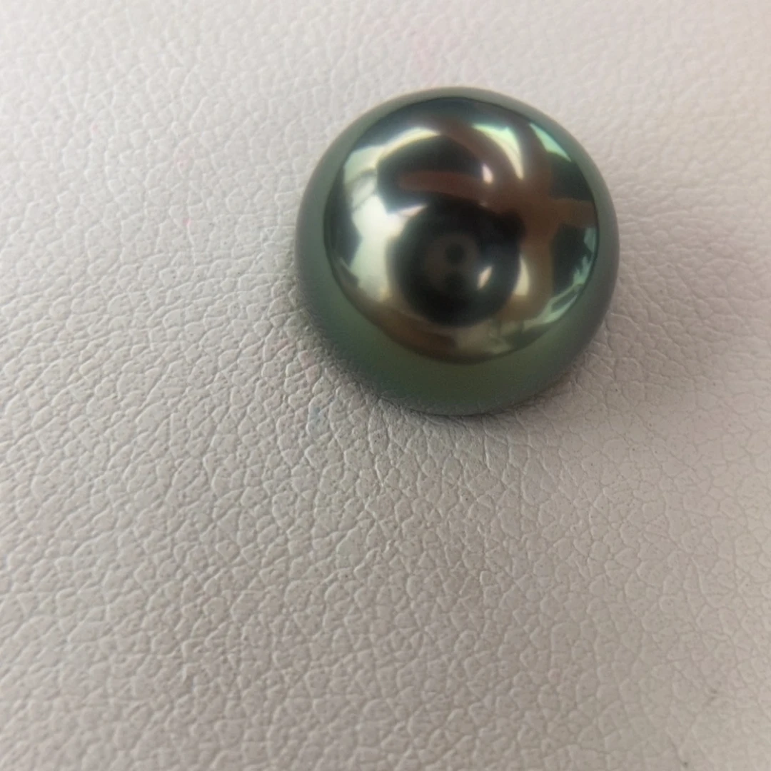 未镶嵌海水珍珠吊坠12.3mm正圆极光孔雀绿孔后无暇
