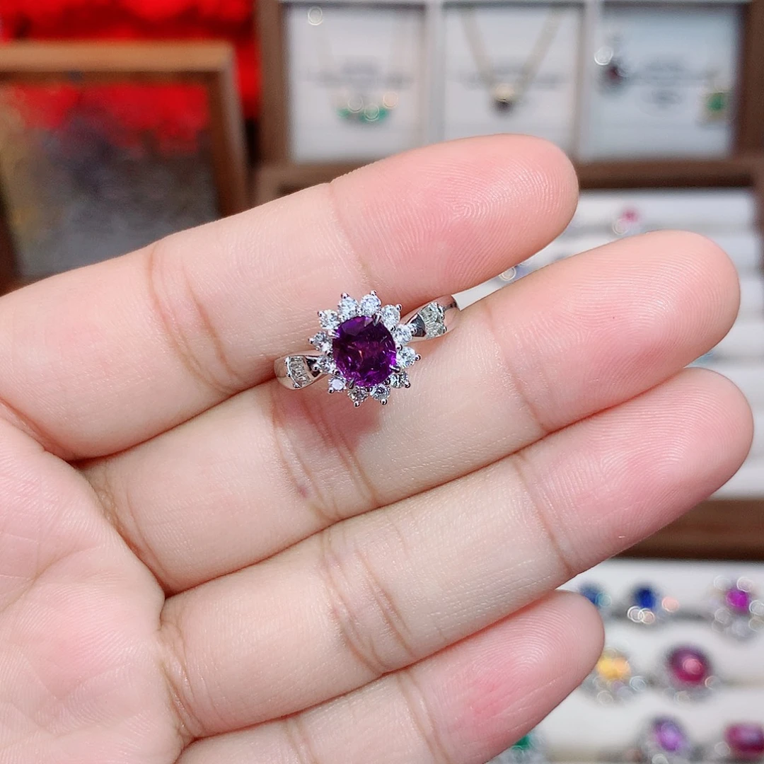 戒指18K金镶嵌蓝宝石1.53ct/七天无理由