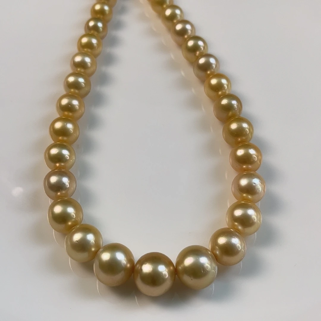 银S925镶嵌颈饰海水珍珠金珠9-14