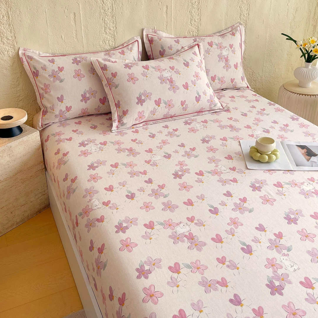 A类纯棉加厚磨毛床笠席梦思床垫保护罩防滑亲肤家用宿舍易打理