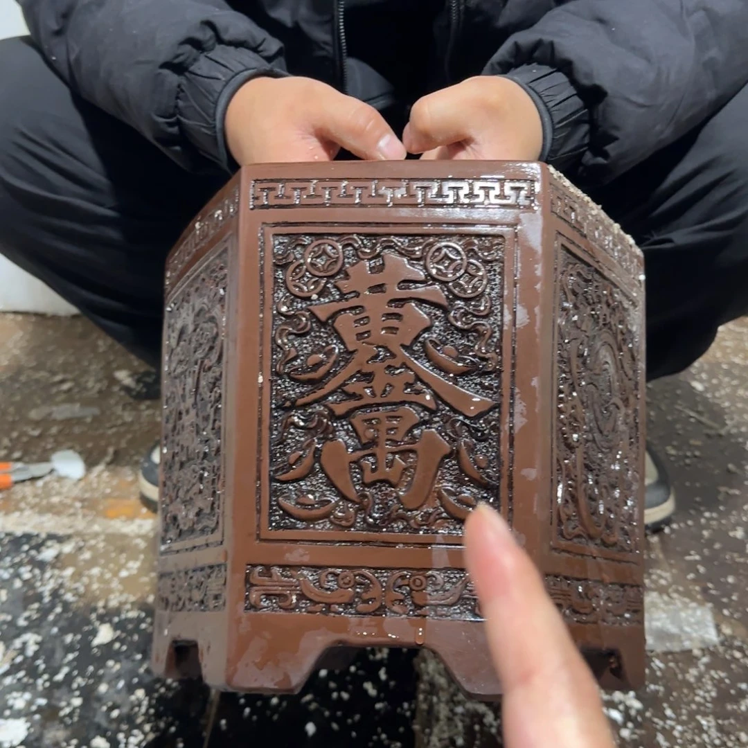 紫砂花盆口径25 22高度23厘米