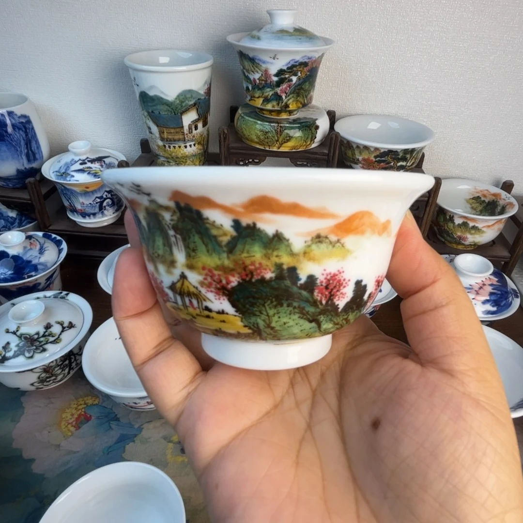忘***却忠意堂釉下彩五彩山水