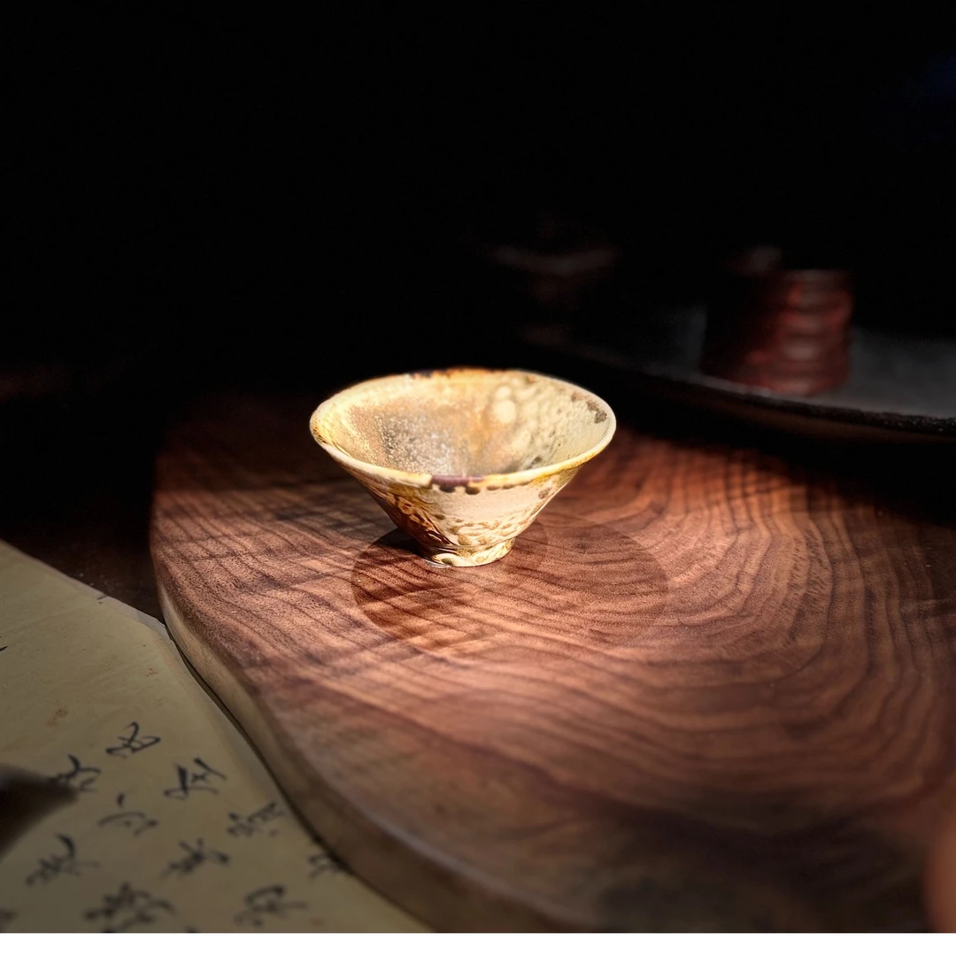 原矿陶泥草木灰斗笠杯