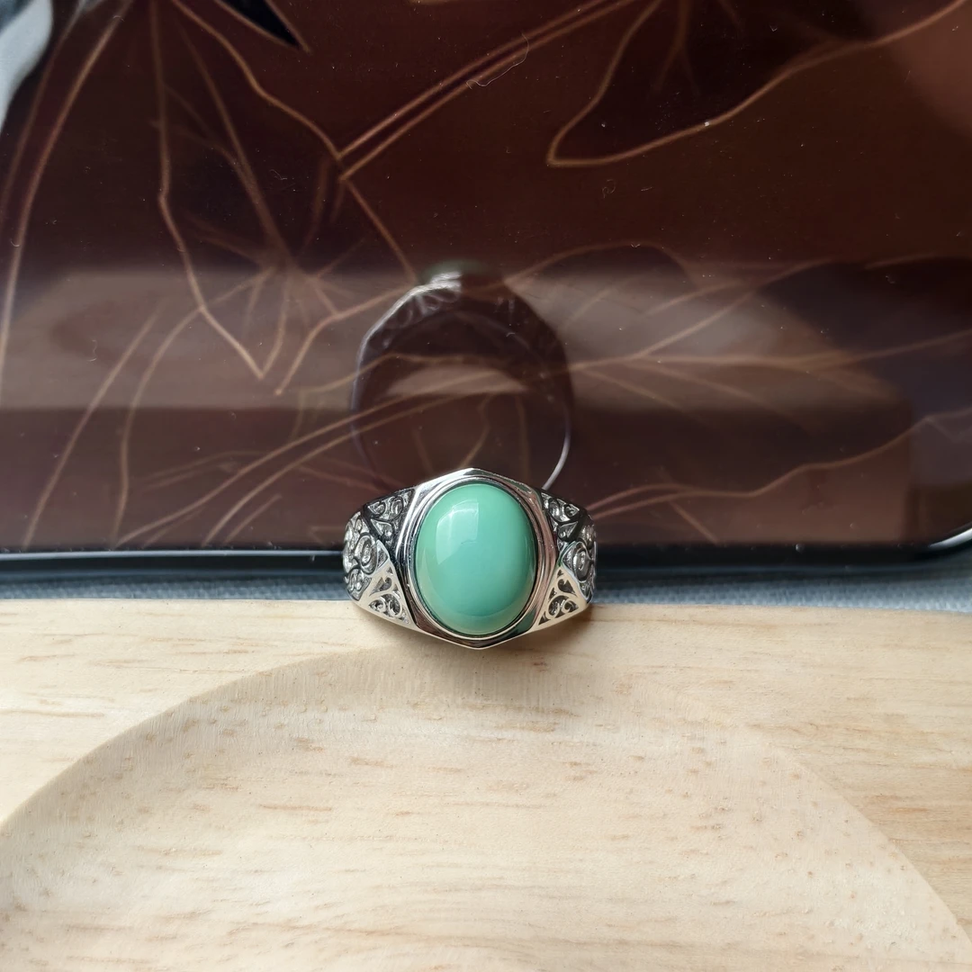 【马老师】约10*12mm高品质绿松石戒指