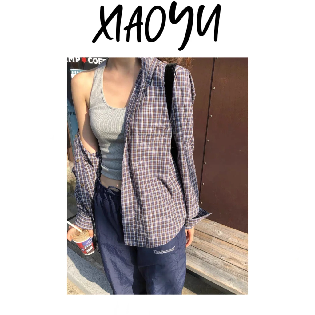 【八家格子衬衣】S韩系the bar*et经典格子翻领衬衣宽松设计款棉