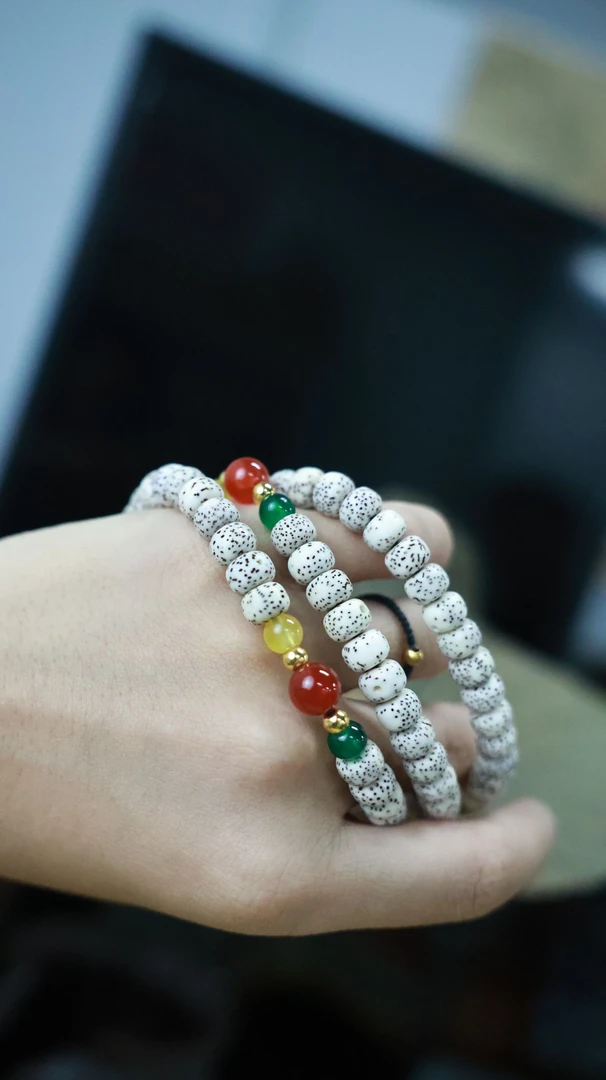 星月长串6X8红珠吊坠佛珠长串念珠文玩礼品七夕礼物A102