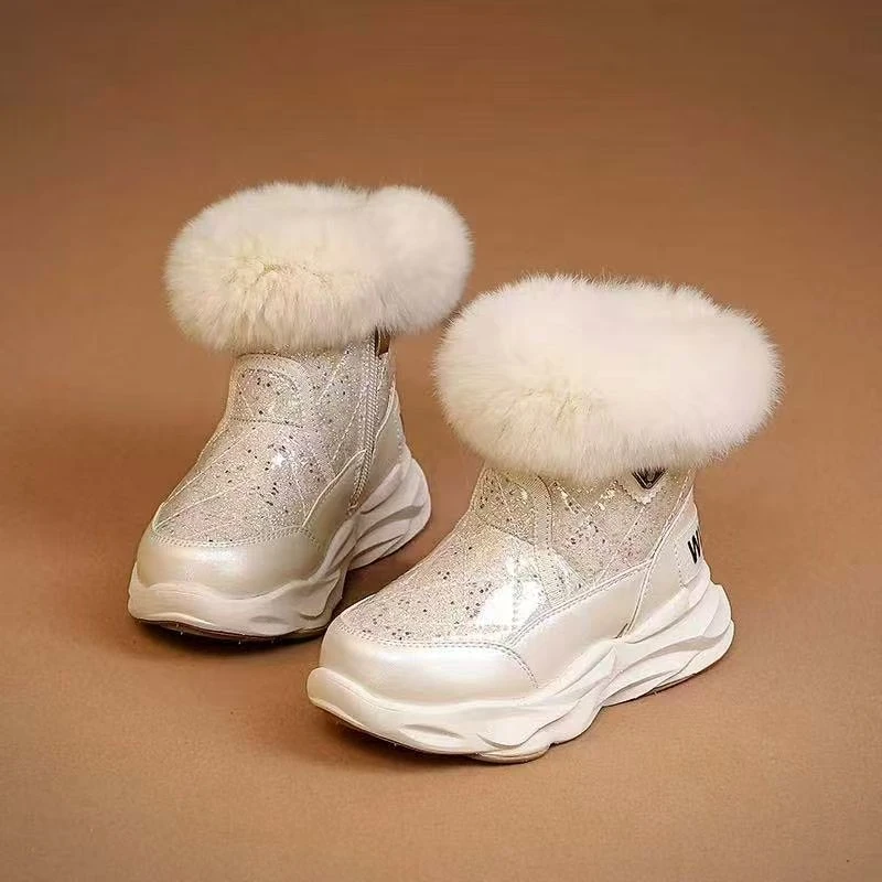 冬季冬季休闲风童鞋雪地靴防滑女童休闲公主短靴女