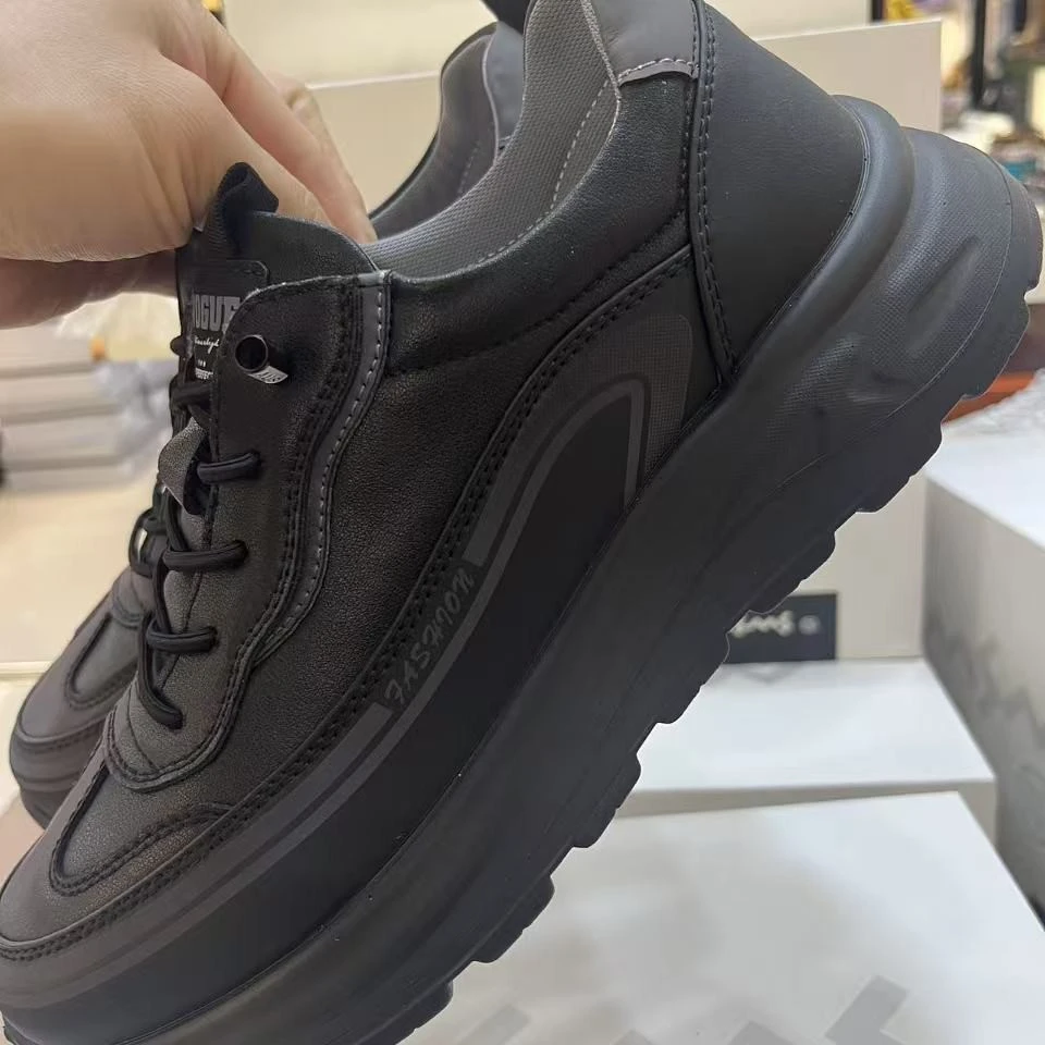 男款防滑轻便纯色修面皮透气休闲皮鞋系带休闲风格