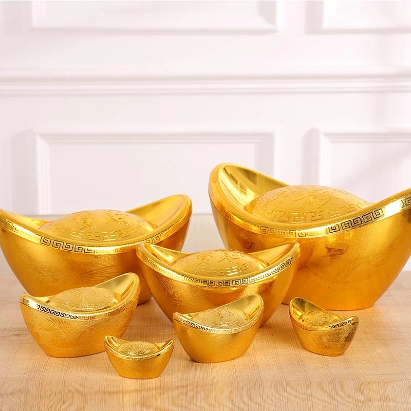 金元宝摆件招财家居春节新年乔迁装饰糖果盒仿真空心塑料元宝道具