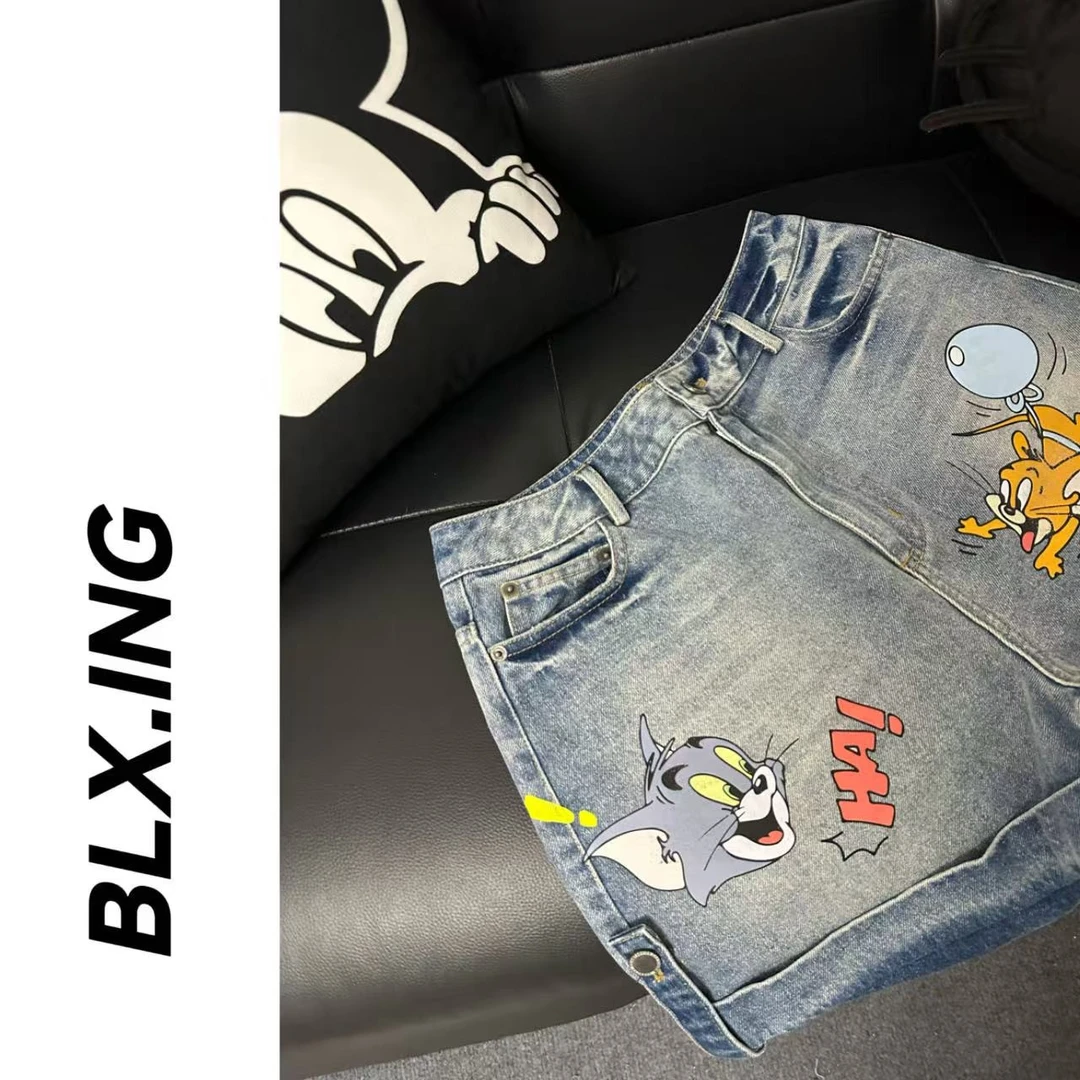 BLX--1162(猫和老鼠)新款小众设计款卡通印花短裤