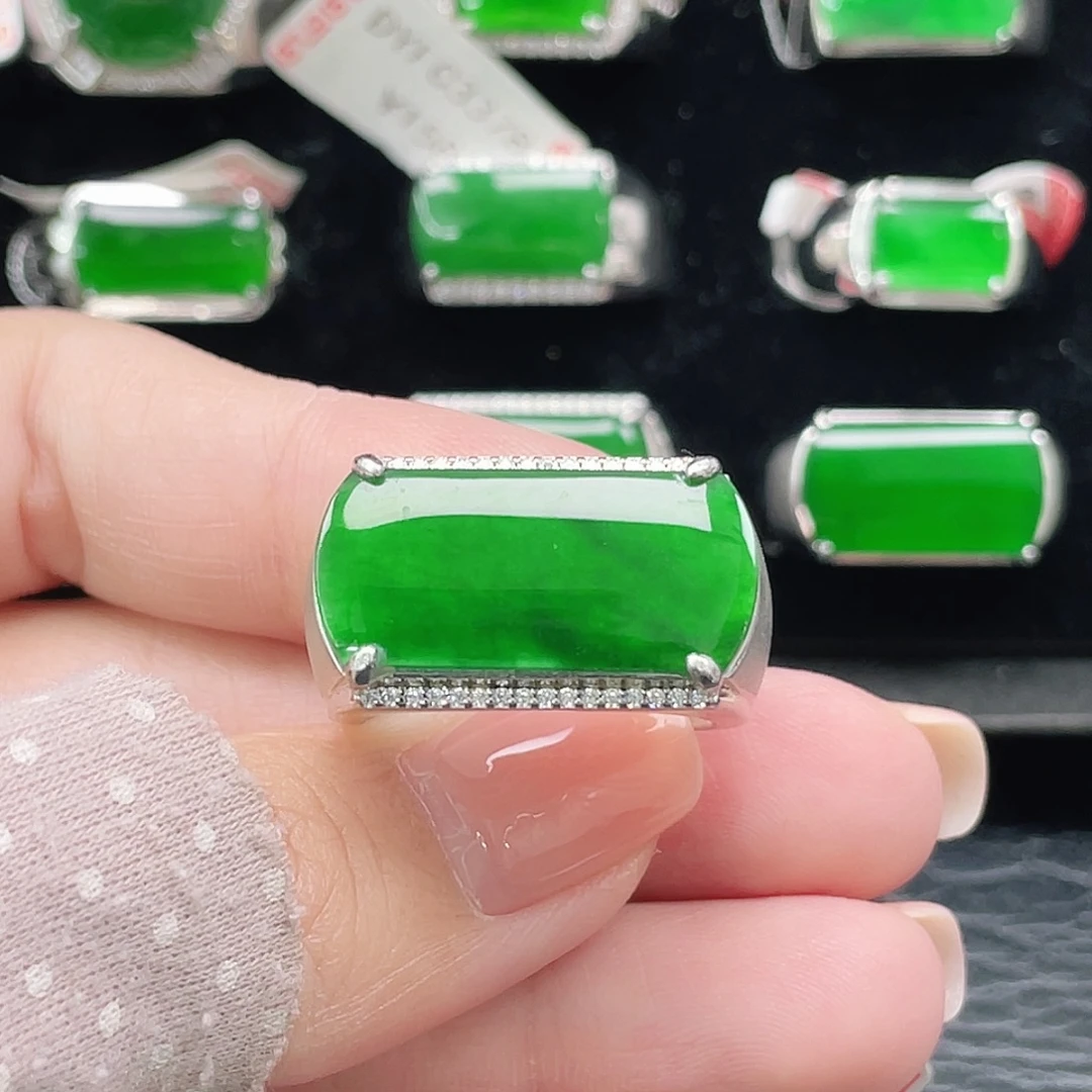 忍***杭翡翠银S925镶嵌戒指天然A货翡翠没运费险2583