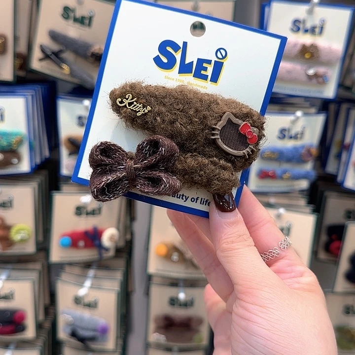 棕色kt蝴蝶结发夹