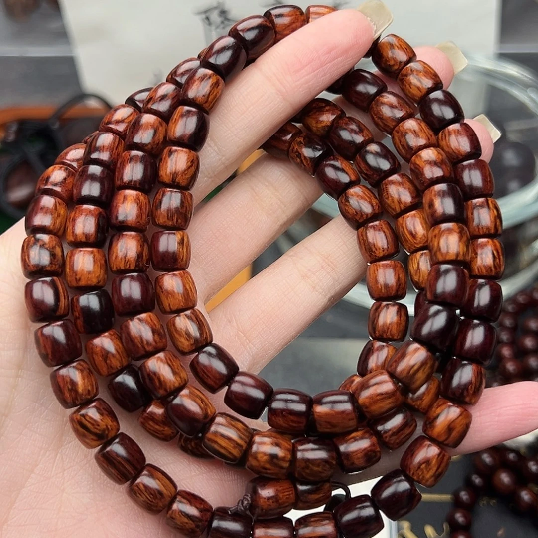 @***Z木0.8直切108颗海南红降黑金满油精品