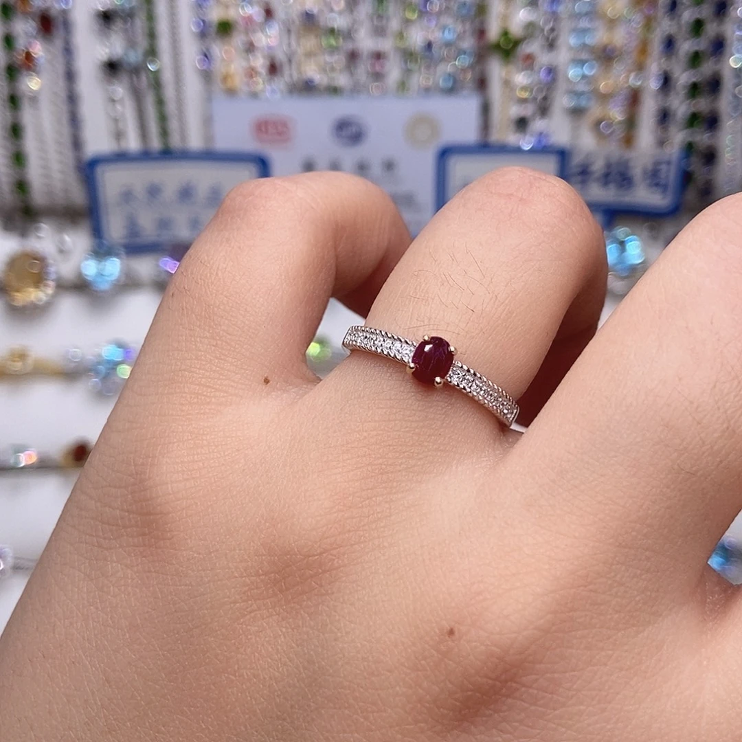 红宝石戒指银S925镶嵌