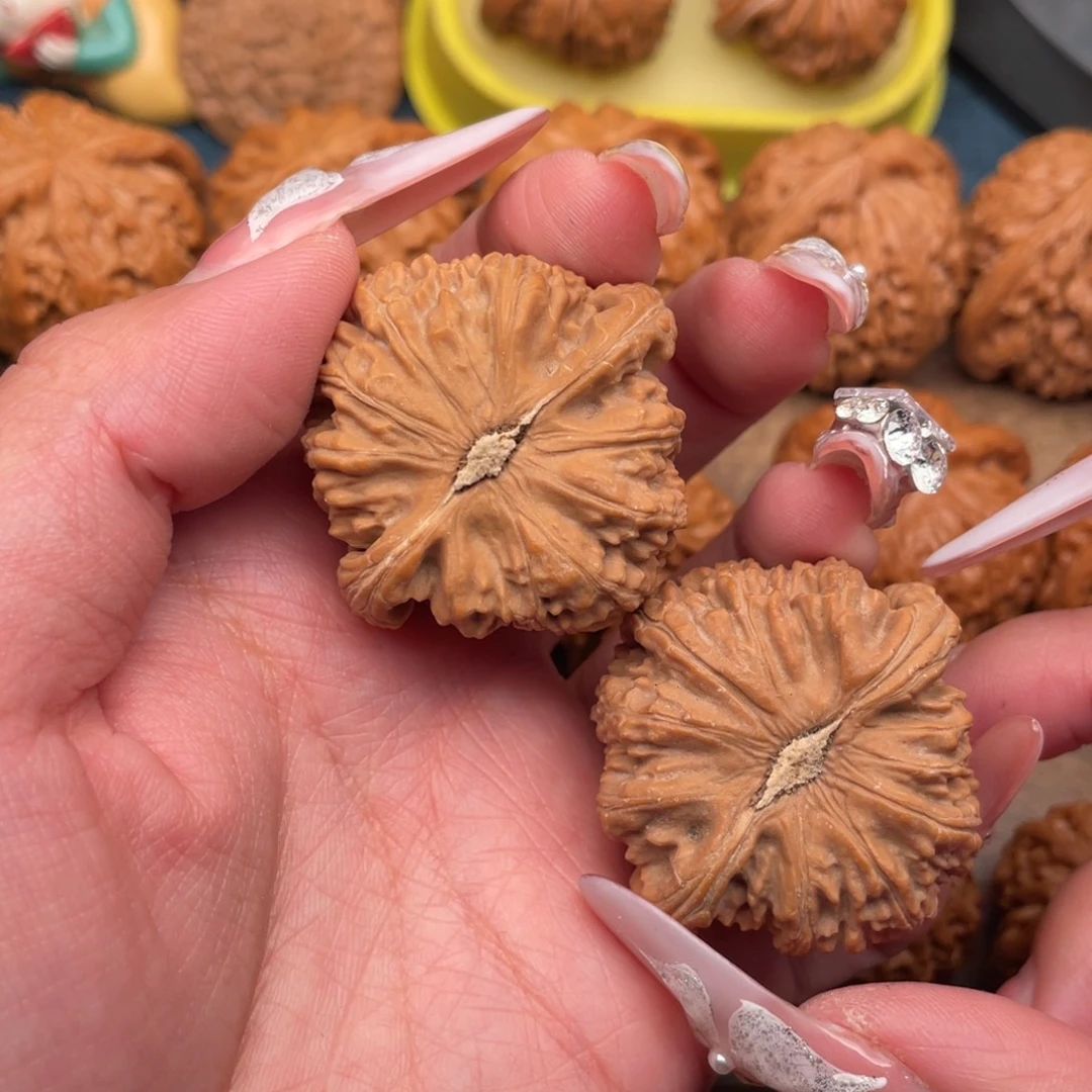 文玩核桃把件全品精配卡姿兰底，红皮三角白40.5