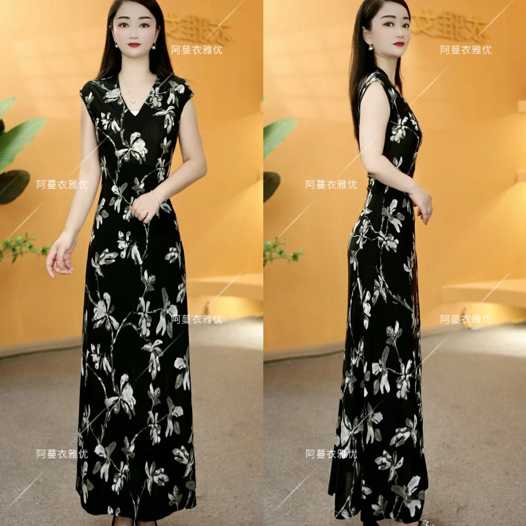 【衣雅严选】8120-2143#夏季新款飞飞袖弹力缎收腰气质显瘦连衣裙