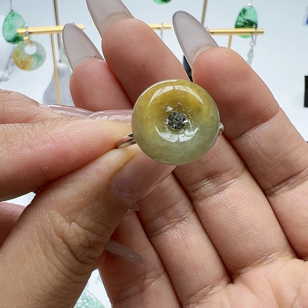 银S925镶嵌翡翠耳饰天然缅甸A货翡翠