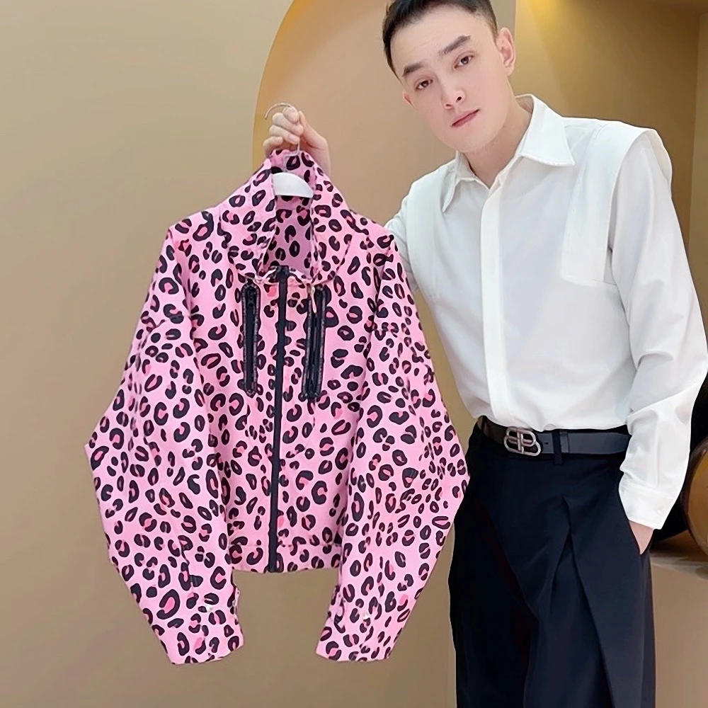 【韩哥女装】2025春《满架蔷薇一院香》豹纹廓形气质花苞领外套6006A