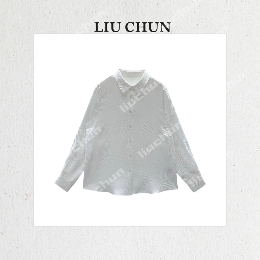 【翻领水纹提花】CHUN家宽松时尚设计感桑蚕丝上衣