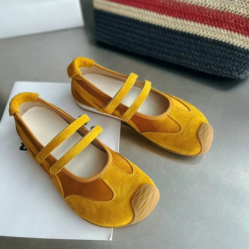 欧货真皮女鞋2025夏季新款时尚百搭平底魔术贴玛丽珍鞋女休闲单鞋