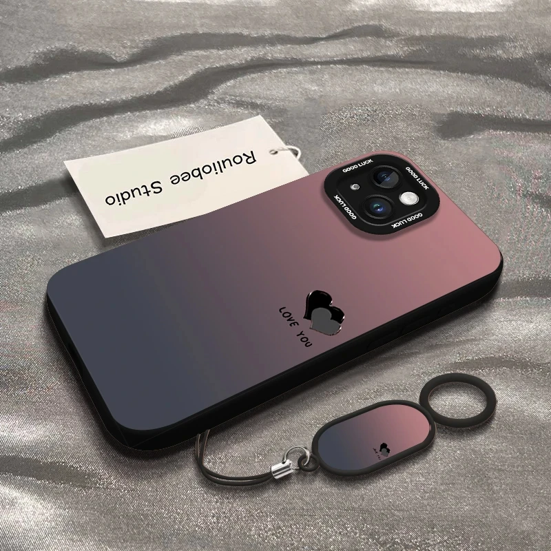 渐变爱心适用苹果16promax华为小米15手机壳oppo高级vivo瞳影