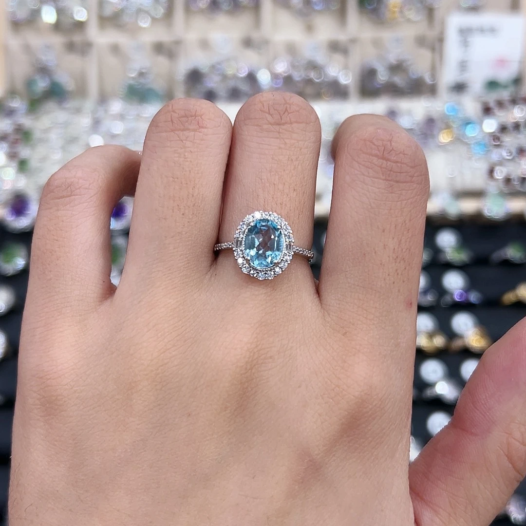 戒指托帕石银S925镶嵌