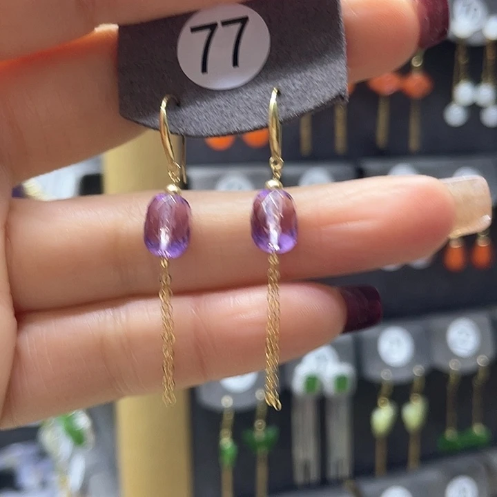 紫晶耳饰18K金镶嵌耳饰
