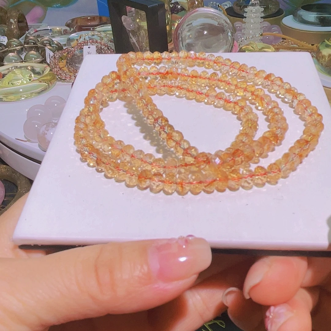 未镶嵌水晶手串天然黄塔晶多圈